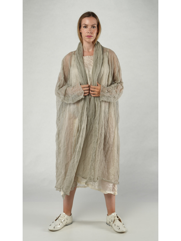 Rundholz - Halbtransparenter kastenförmiger baumwoll modal strickmantel - 1251457203