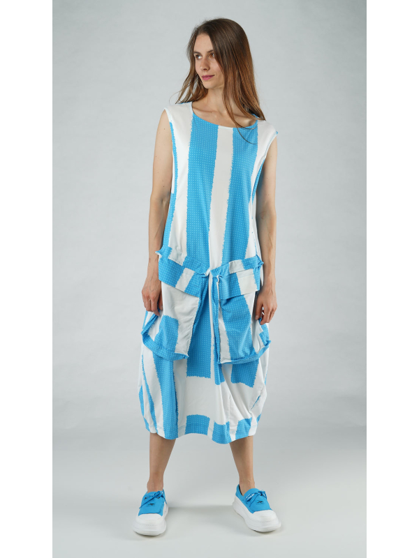 Rundholz Black Label - Ballonförmiges baumwolltwill stretch kleid mit streifendruck - 1253390906