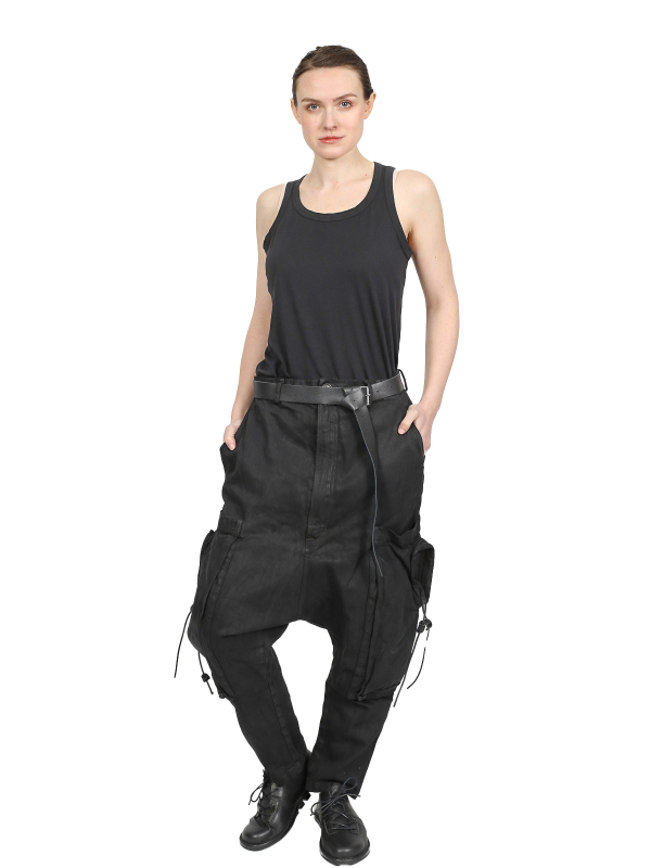 Rundholz DIP - Cargo Jeans Hose mit tiefem Schritt - Black Coated Jeans - 2242030102