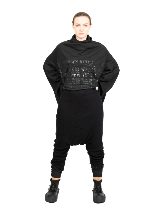 Rundholz - Sarouel pantalon double épaisseur jersey laine look destroyed noir mélangé - 2241180106