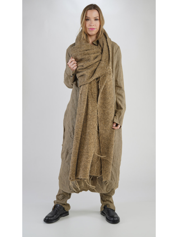 Rundholz - Grande écharpe avec cordon de serrage et bords coupés ouverts Tissu de laine Black Melange - 2241251409