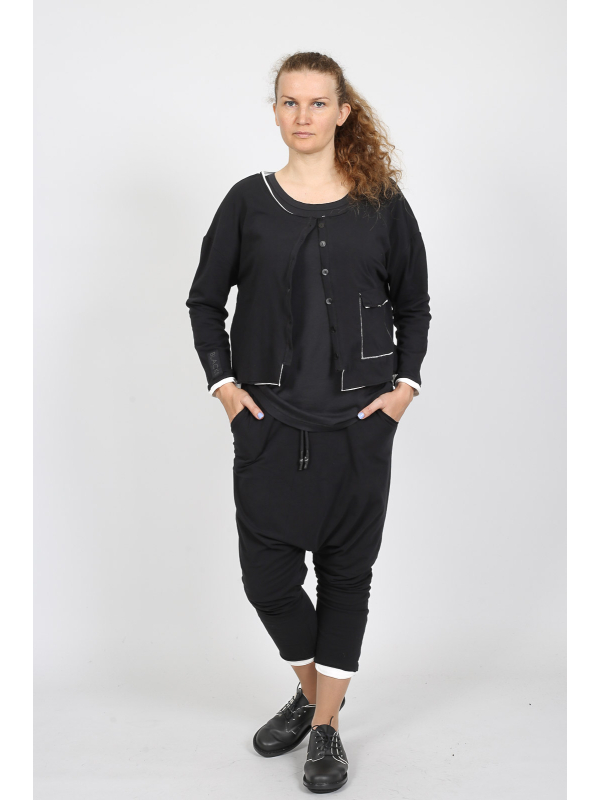 Black par k&m - Cardigan court - attention au cuir - 252.03.07 - Stilecht - Image 1