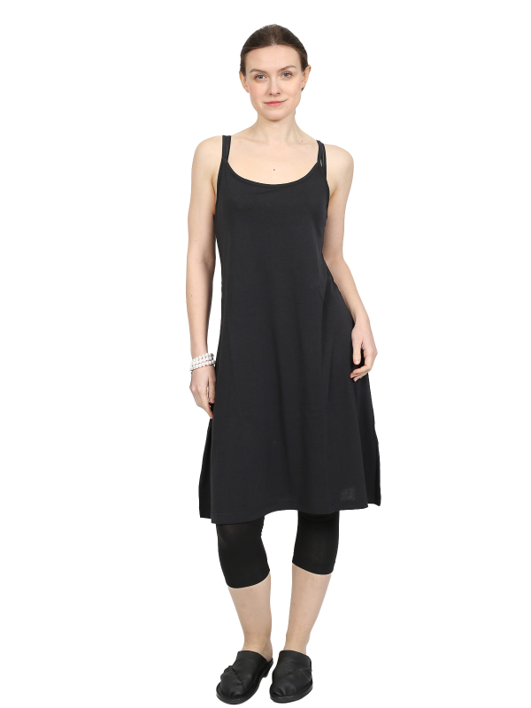Rundholz Black Label - Robe en jersey de coton en forme de A, longueur genou, fines bretelles, encolure ronde - black - 1253260911