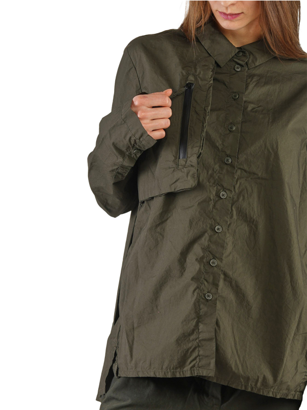 Rundholz Black Label - Chemise à ruches dans le dos avec poche poitrine Popeline Black - 2243320413