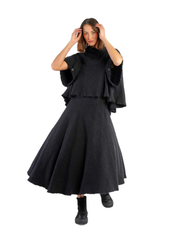 Rundholz DIP - Jupe à disque en laine vierge avec jupon en tulle Black - 2242210308