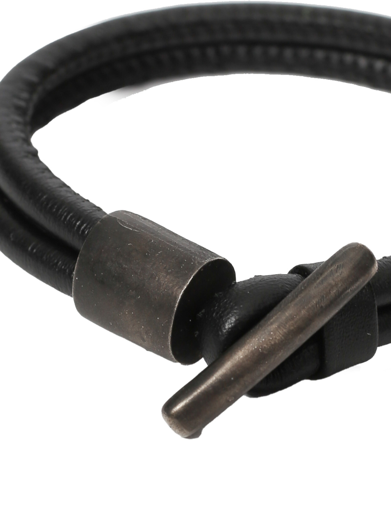 Darkgem - Кожаный браслет с серебряным замком - Rockit - Черный - 7-8398-1