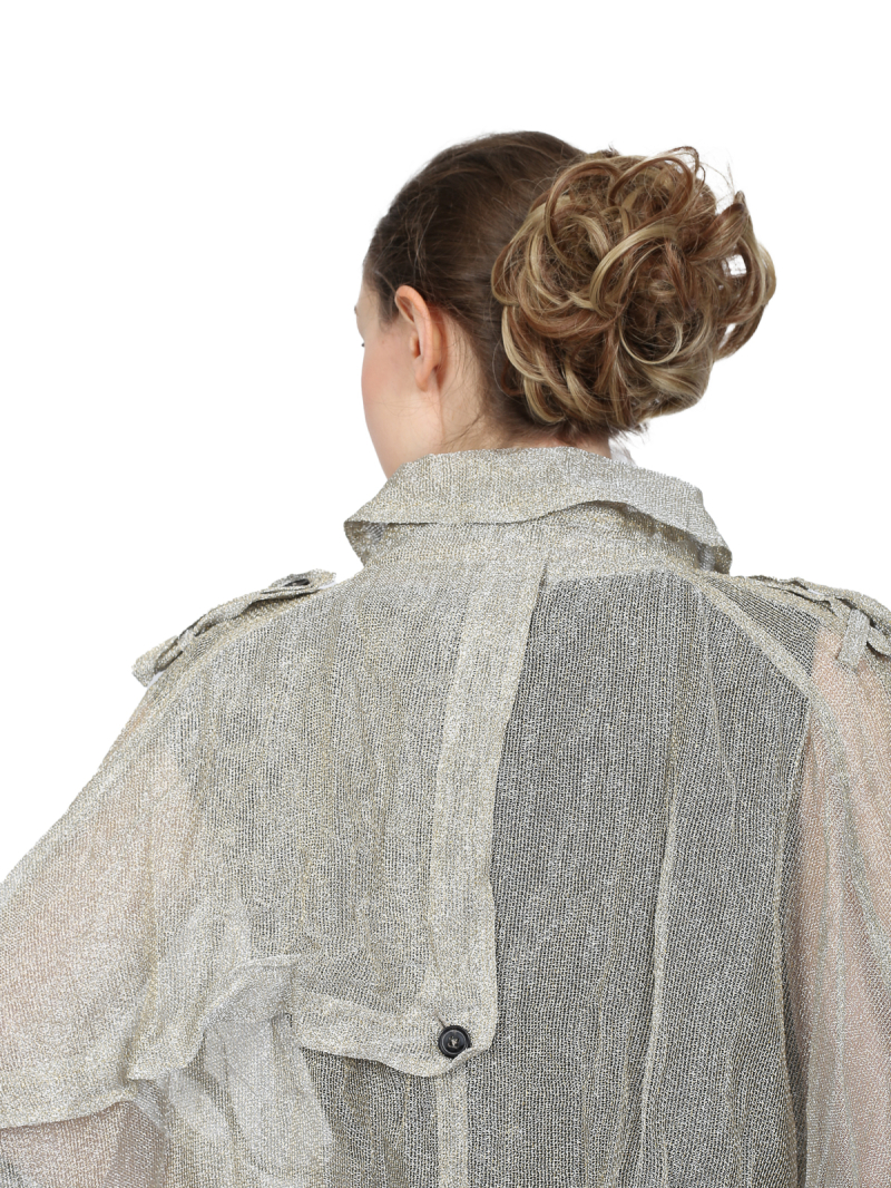 Rundholz - Oversize серебряно-золотой сетчатый плащ - 1251181202