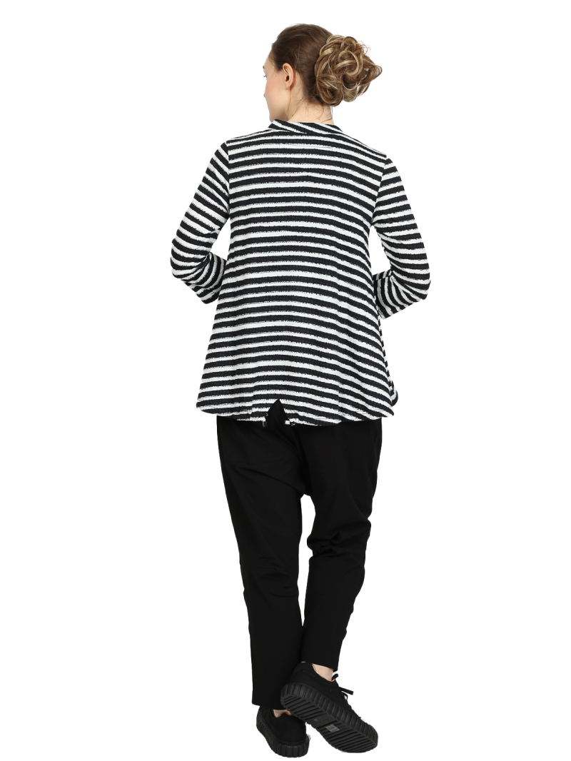 Rundholz Black Label - Ausgestelltes papercotton jersey t-shirt mit streifendruck - 1253370505