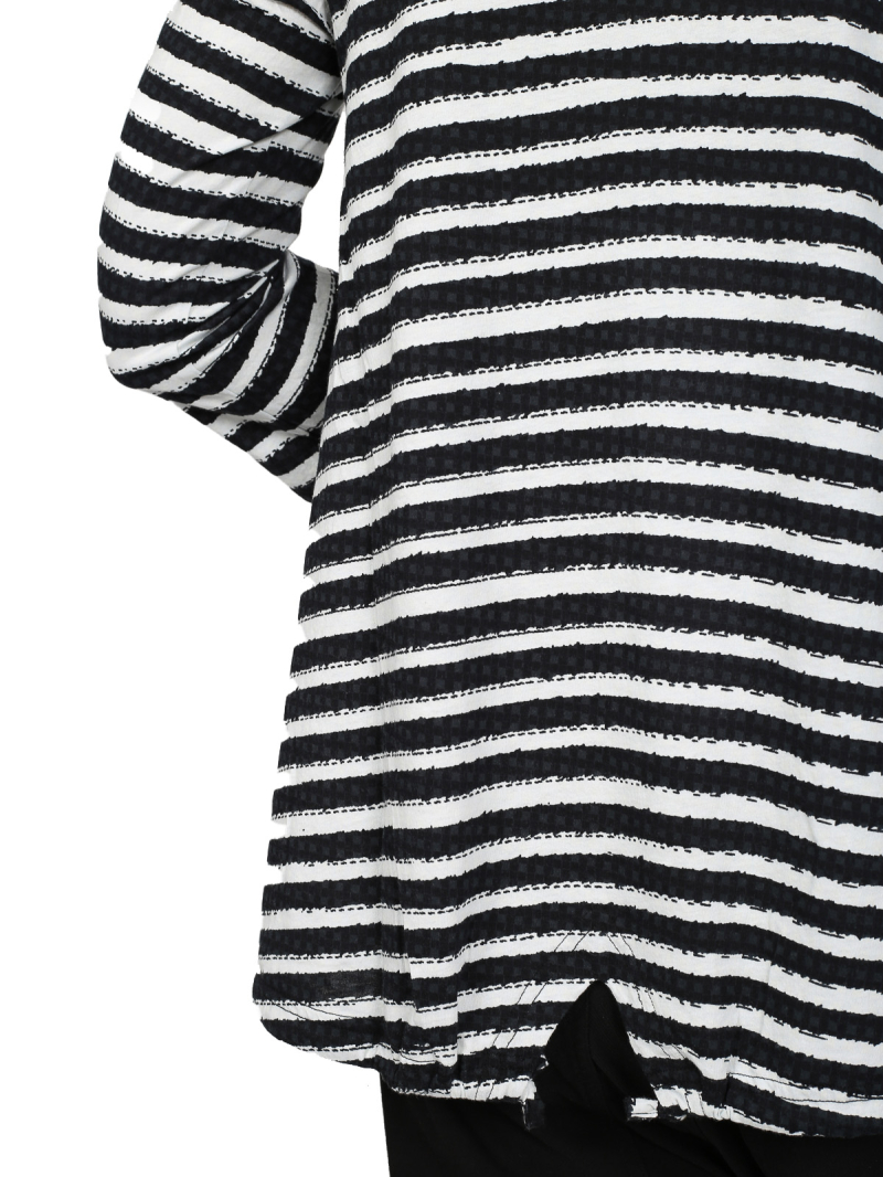 Rundholz Black Label - Ausgestelltes papercotton jersey t-shirt mit streifendruck - 1253370505