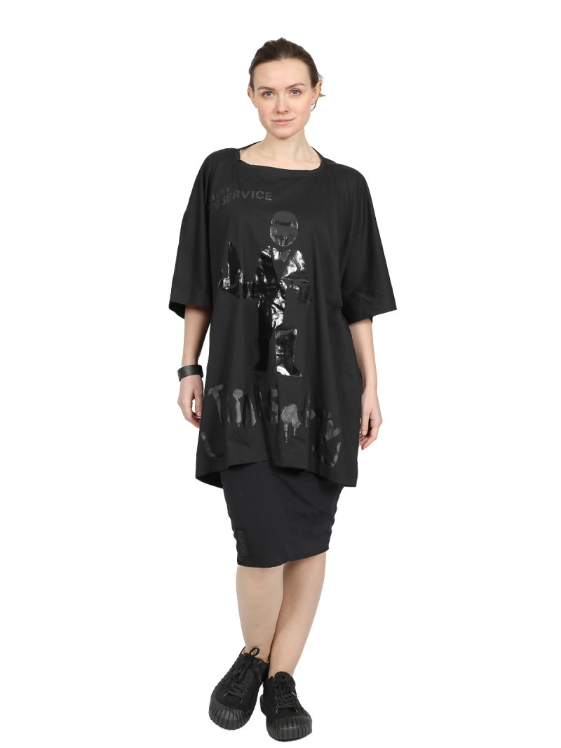 Rundholz DIP - Weites baumwoll jersey kleid mit platziertem druck - 1252300903