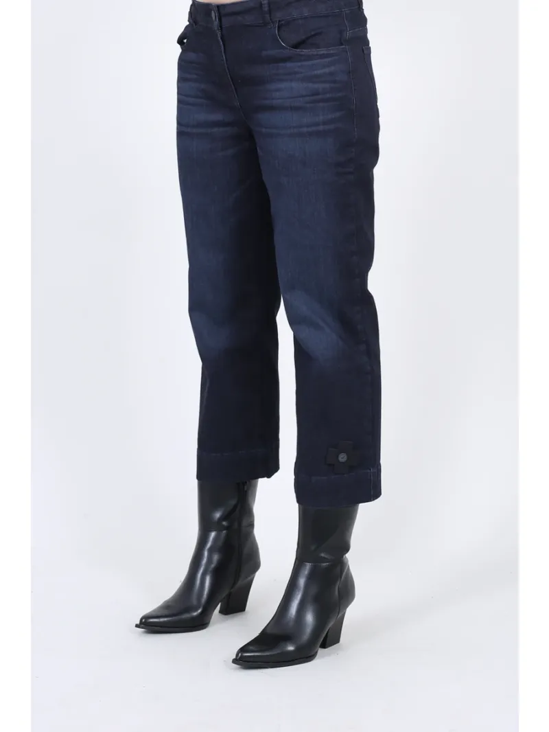 Pluslavie (Plü) - Cropped Stretch Jeans Dark Blue - 10030