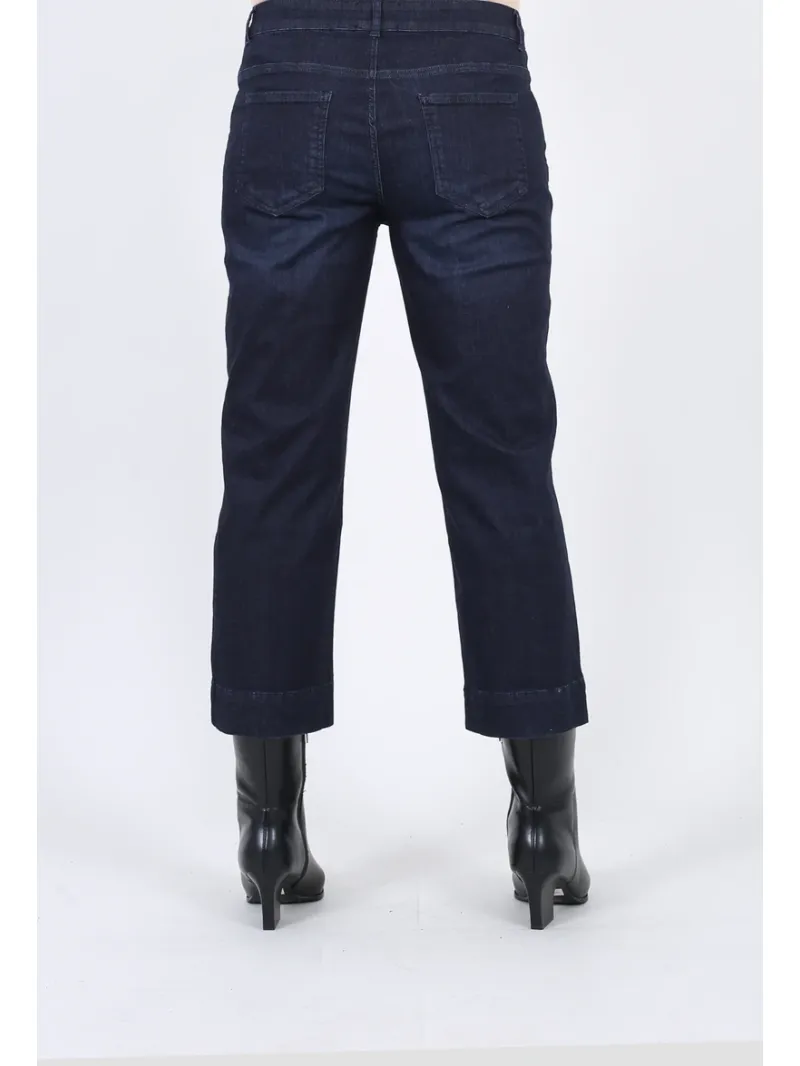 Pluslavie (Plü) - Cropped Stretch Jeans Dark Blue - 10030