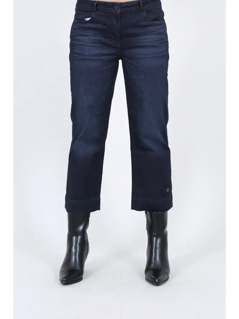 Pluslavie (Plü) - Cropped Stretch Jeans Dark Blue - 10030