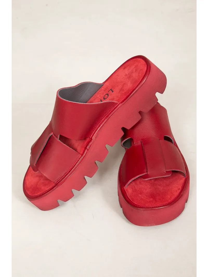 Lofina shoebox - Rote plateau-ledersandalen - 10150