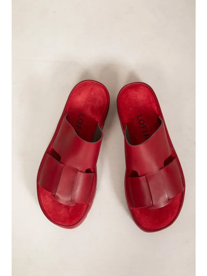 Lofina shoebox - Rote plateau-ledersandalen - 10150