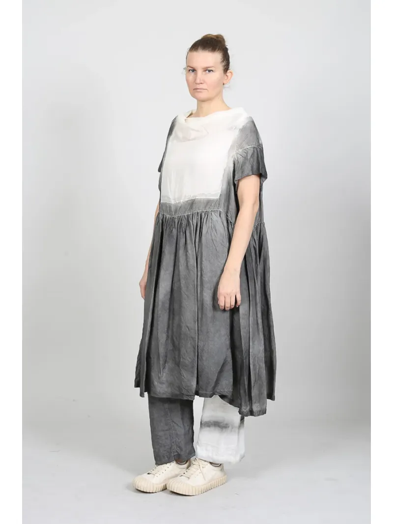 Bois rond - Peint à la main pantalon large en lin - 1251670103