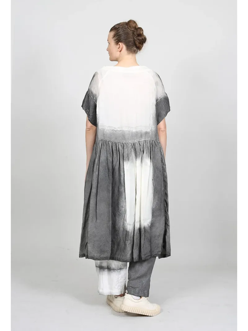 Bois rond - Peint à la main pantalon large en lin - 1251670103