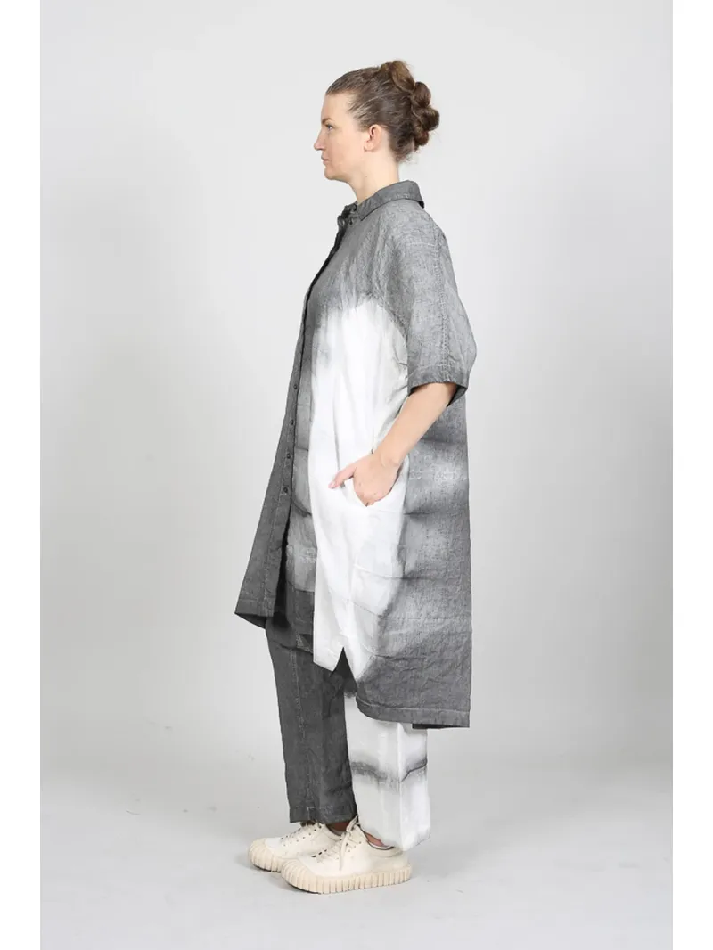 Bois rond - Peint à la main pantalon large en lin - 1251670103