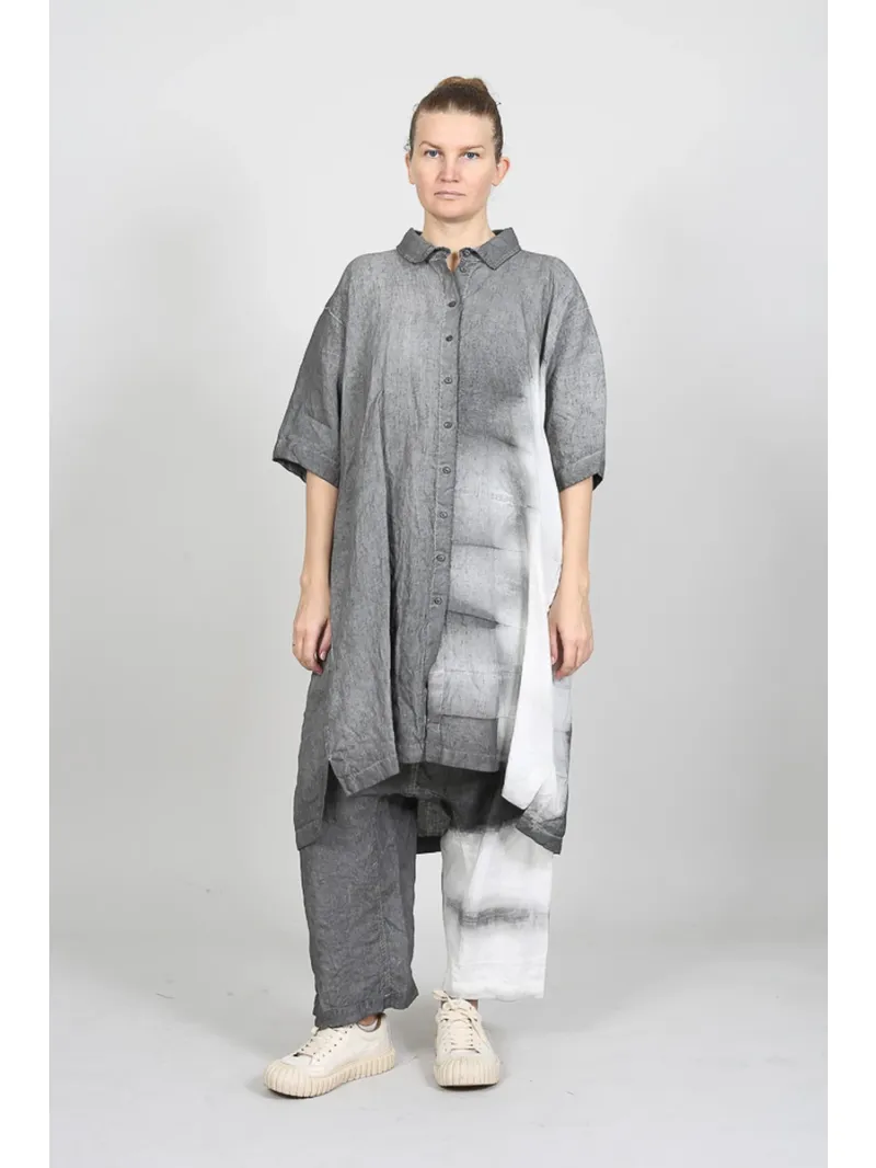 Rundholz - Hand-painted flared linen dress - 1251670901