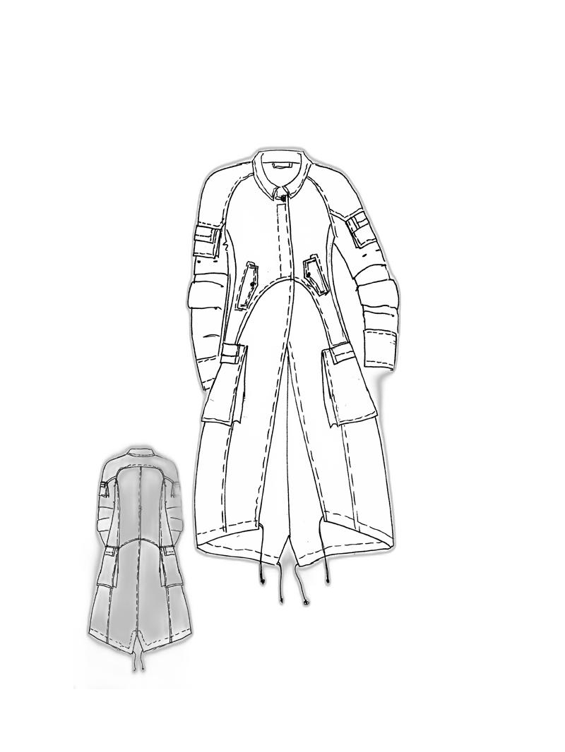 Rundholz DIP - Schmaler baumwoll twill stretch mantel - 1252601212