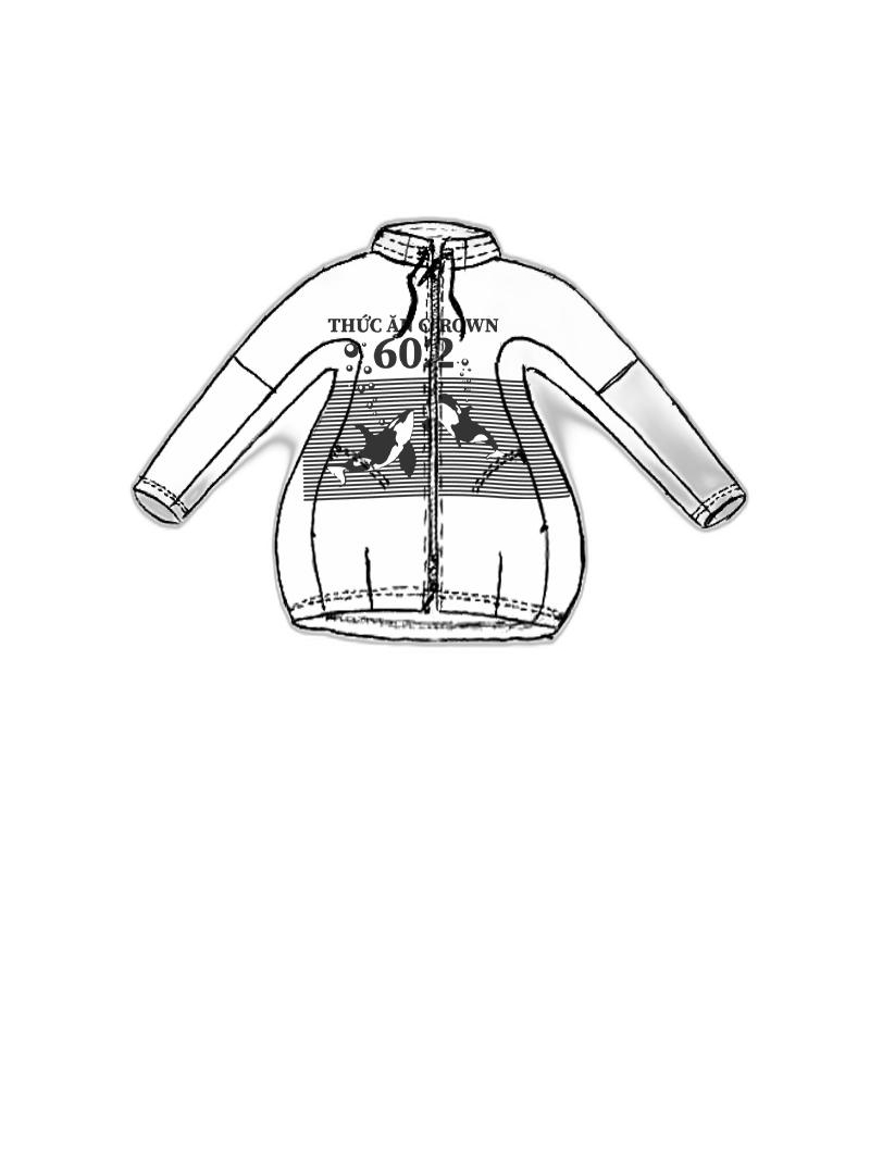 Rundholz Black Label - Hüftlange french terry jacke mit platziertem druck - 1253291103