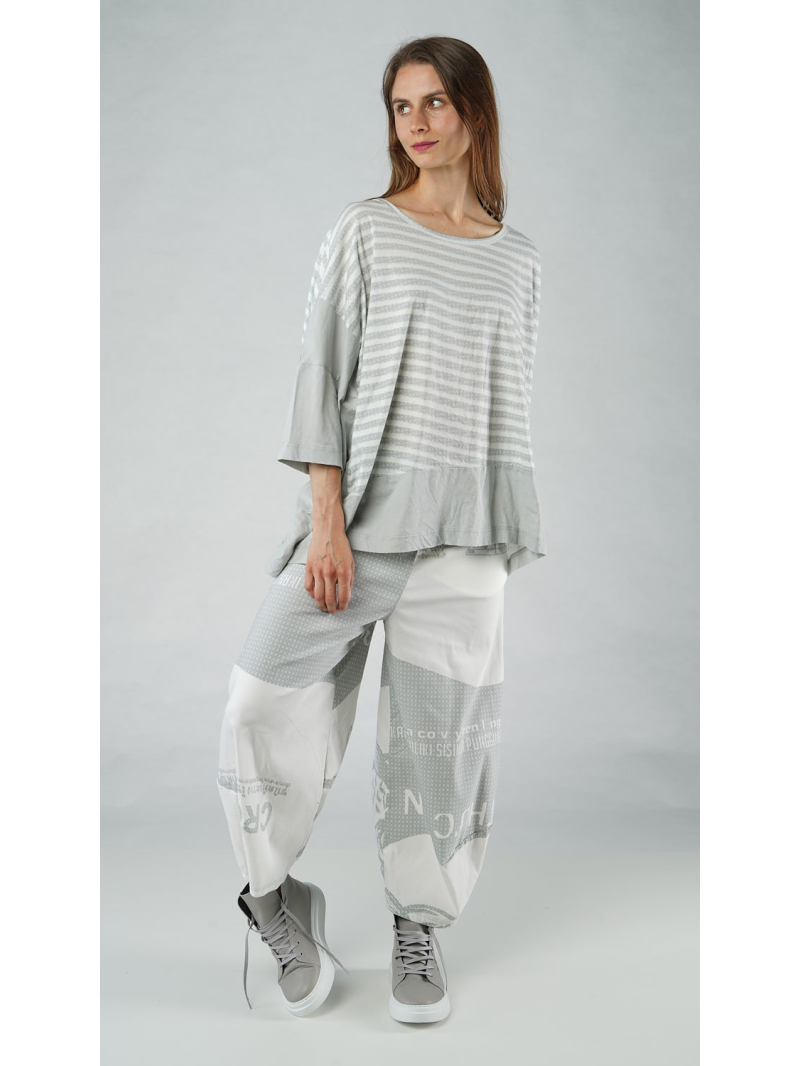 Rundholz Black Label - Oversize papercotton jersey t-shirt mit streifendruck - 1253370508