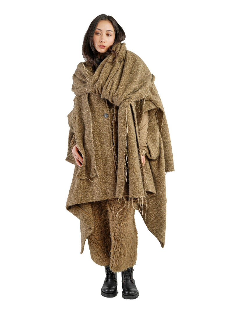 Rundholz - Большой жилет-накидка с аппликациями из шерстяной ткани Черный меланж - 2241253910