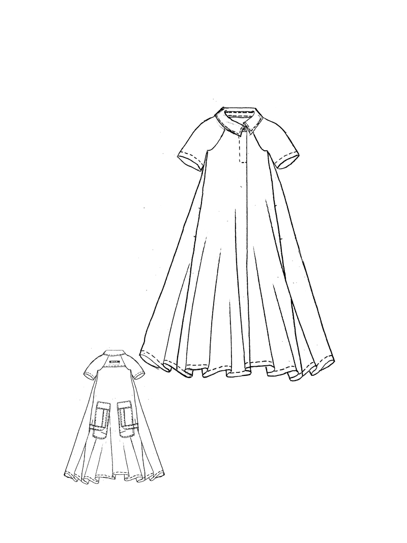 Rundholz - Ausgestelltes Kleid mit Bandapplikation - 1261020905