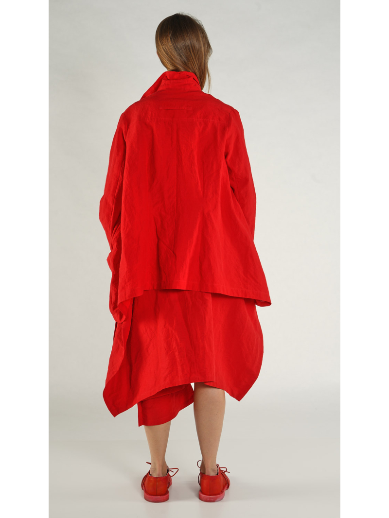 Rundholz - Weiter Leinen Mantel mit Oversize Taschen - 1261021207