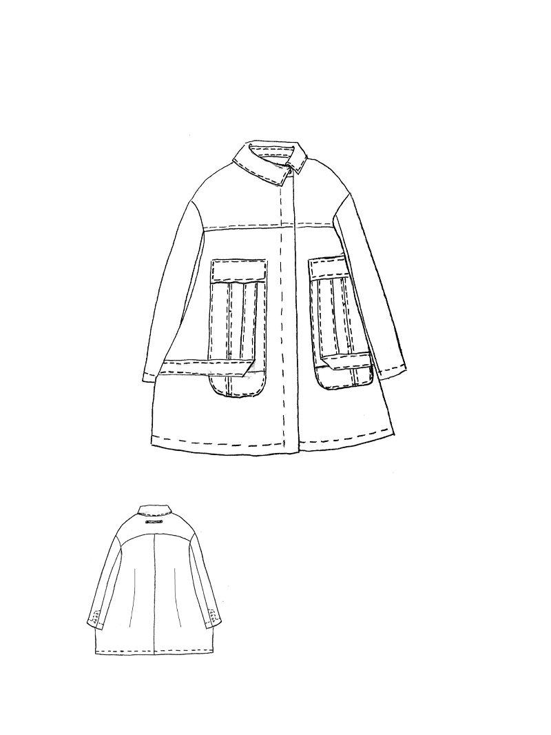 Rundholz - Weiter Leinen Mantel mit Oversize Taschen - 1261021207