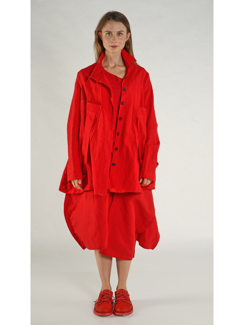 Rundholz - Weiter Leinen Mantel mit Oversize Taschen - 1261021207