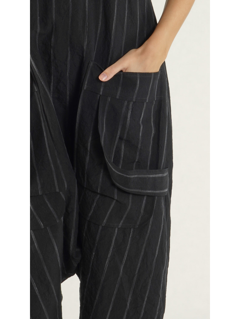 Rundholz - Leinen Overall mit Verdecktem Reißverschluss Hinten - 1261021309