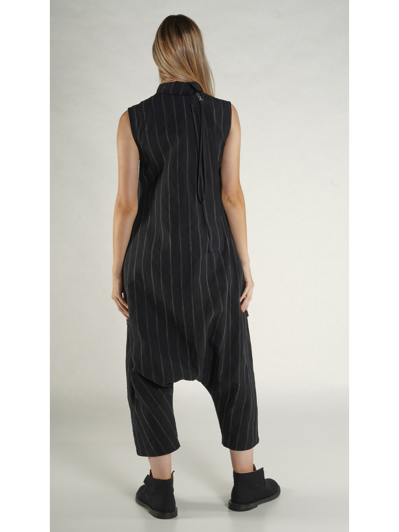 Rundholz - Leinen Overall mit Verdecktem Reißverschluss Hinten - 1261021309