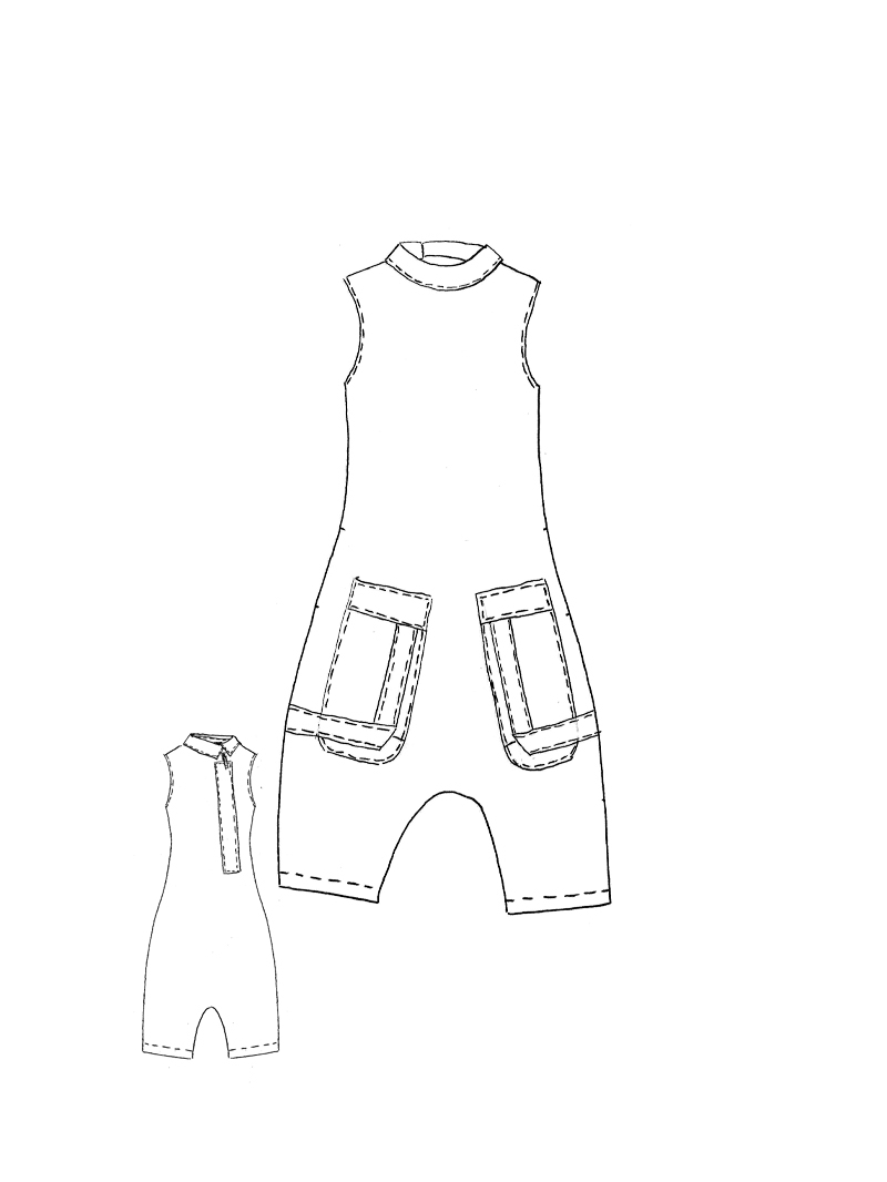 Rundholz - Leinen Overall mit Verdecktem Reißverschluss Hinten - 1261021309