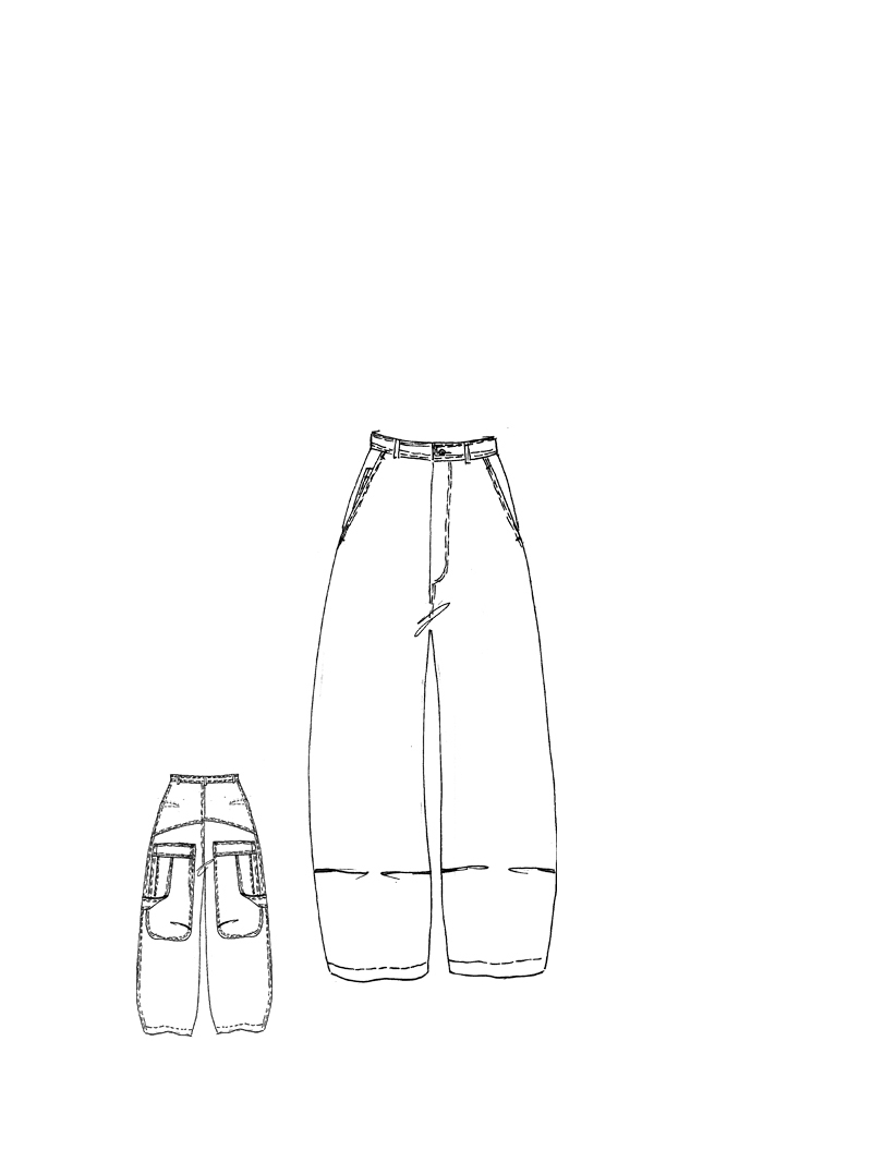 Rundholz - Ballonförmige Denim Hose mit Kreide Veredlung - 1261040102