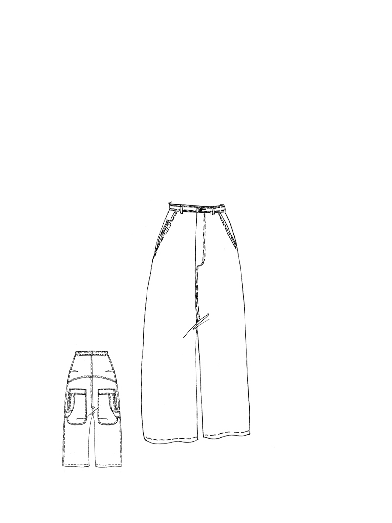 Rundholz - Weite Denim Hose mit Kreide Veredlung - 1261040103