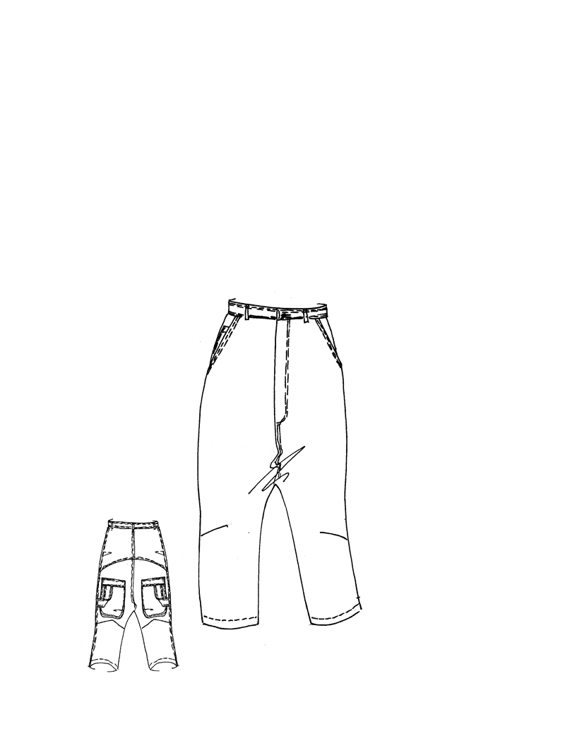 Rundholz - Baggy Denim Hose mit Kreide Veredlung - 1261040104