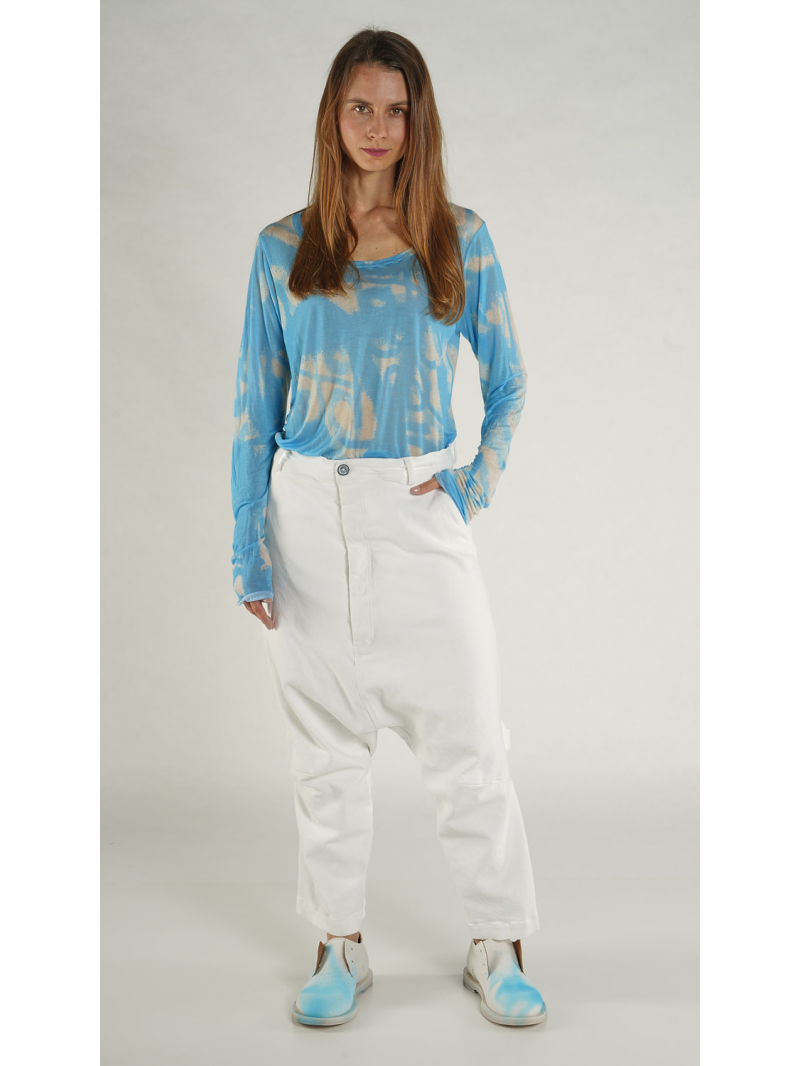 Rundholz - Baggy Denim Hose mit Kreide Veredlung - 1261040104