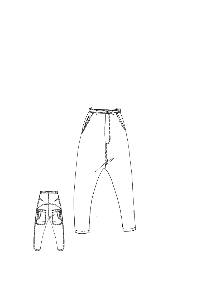 Rundholz - Tulpenförmige Denim Hose mit Kreide Veredlung - 1261040105