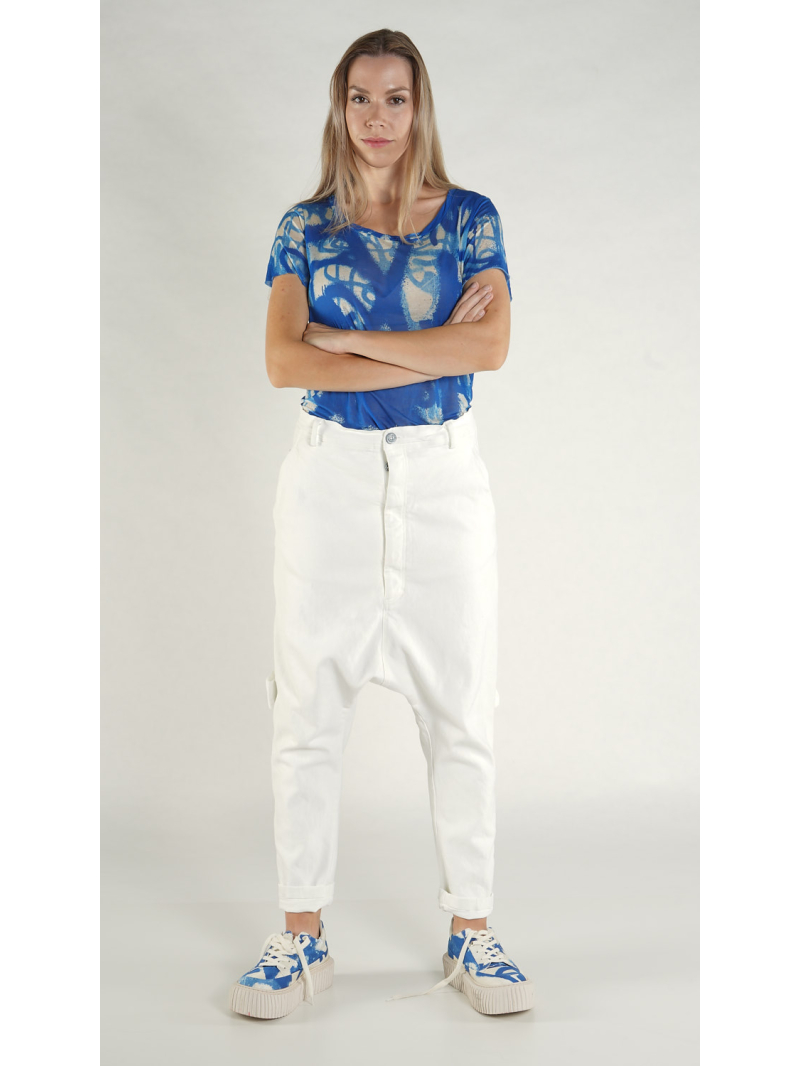 Rundholz - Tulpenförmige Denim Hose mit Kreide Veredlung - 1261040105