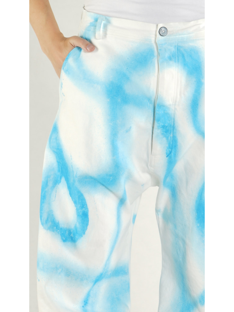 Rundholz - Ballonförmige Denim Hose mit Graffiti Handpaint - 1261040122