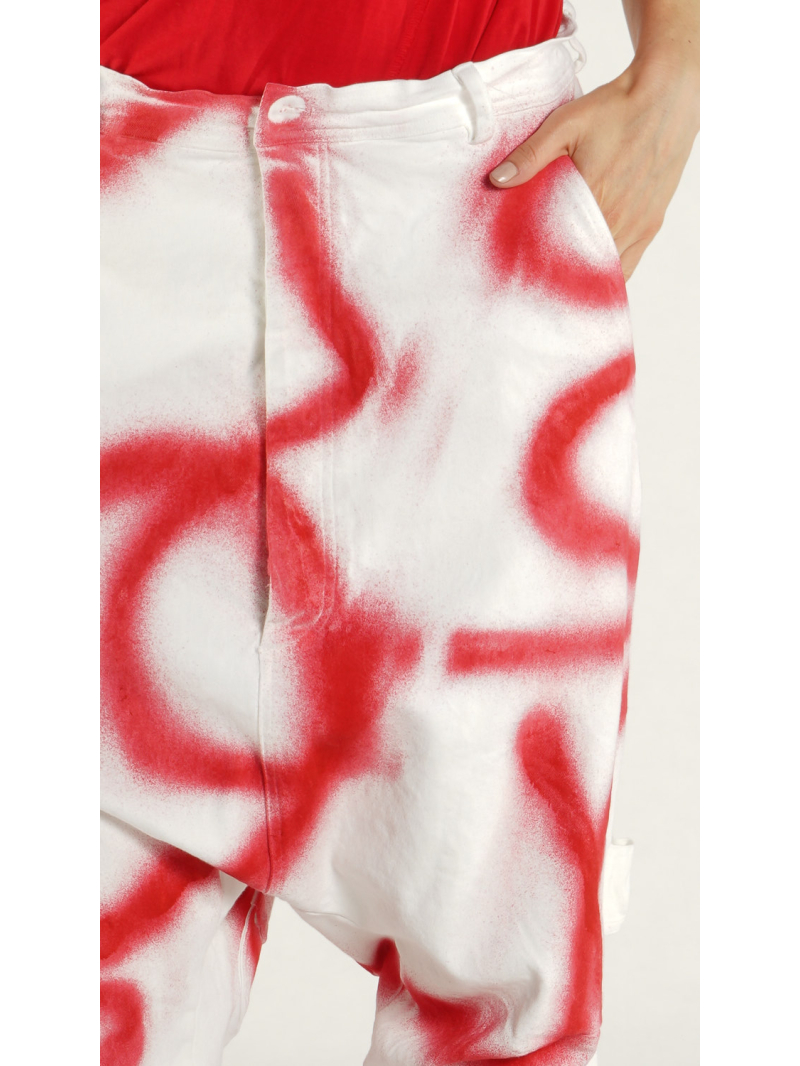 Rundholz - Baggy Denim Hose mit Graffiti Handpaint - 1261040124