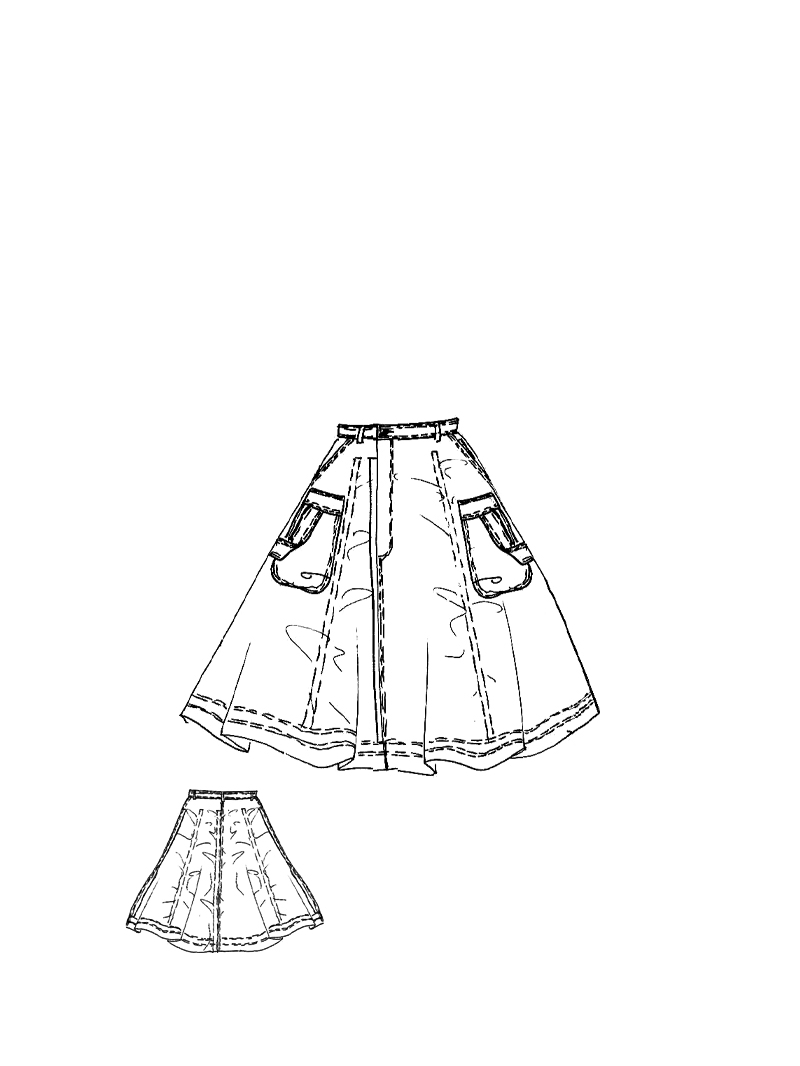 Rundholz - Ausgestellter Denim Rock mit Kreide Veredlung - 1261040308