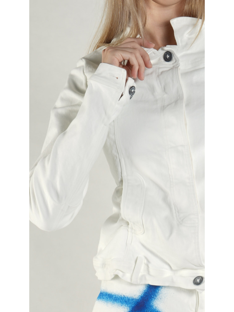 Rundholz - Schmale Denim Jacke mit Kreide Veredlung - 1261041107