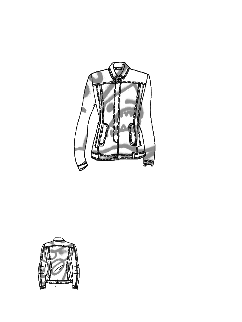 Rundholz - Schmale Denim Jacke mit Graffiti Handpaint - 1261041127