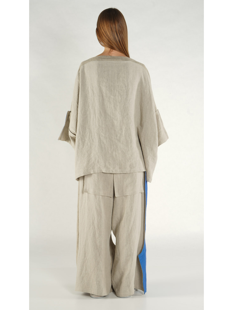 Rundholz - Oversize Leinen T-shirt - 1261110602