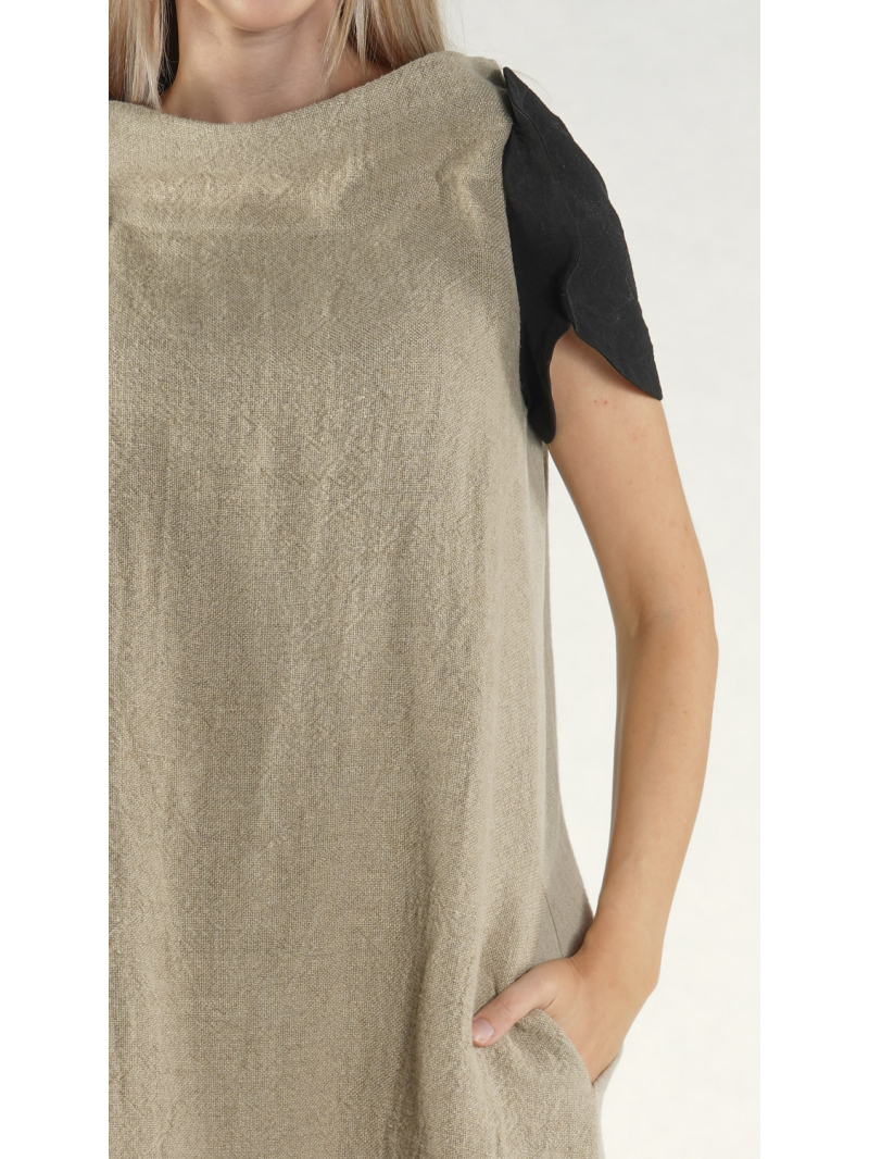 Rundholz - Leinen Kleid mit Kreisförmigen Ärmeln - 1261110904