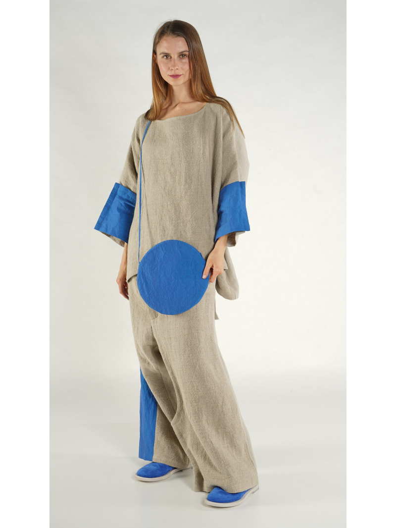 Rundholz - Kleine runde Leinen mix Tasche - 1261122525