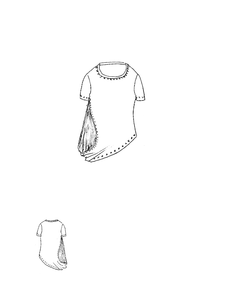 Rundholz - Asymmetrisches T-Shirt in schmaler Form - 1261180503