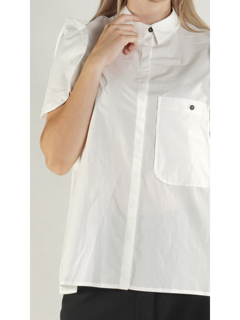 Rundholz - Popeline Bluse mit Ärmeln in runder Silhouette - 1261230409